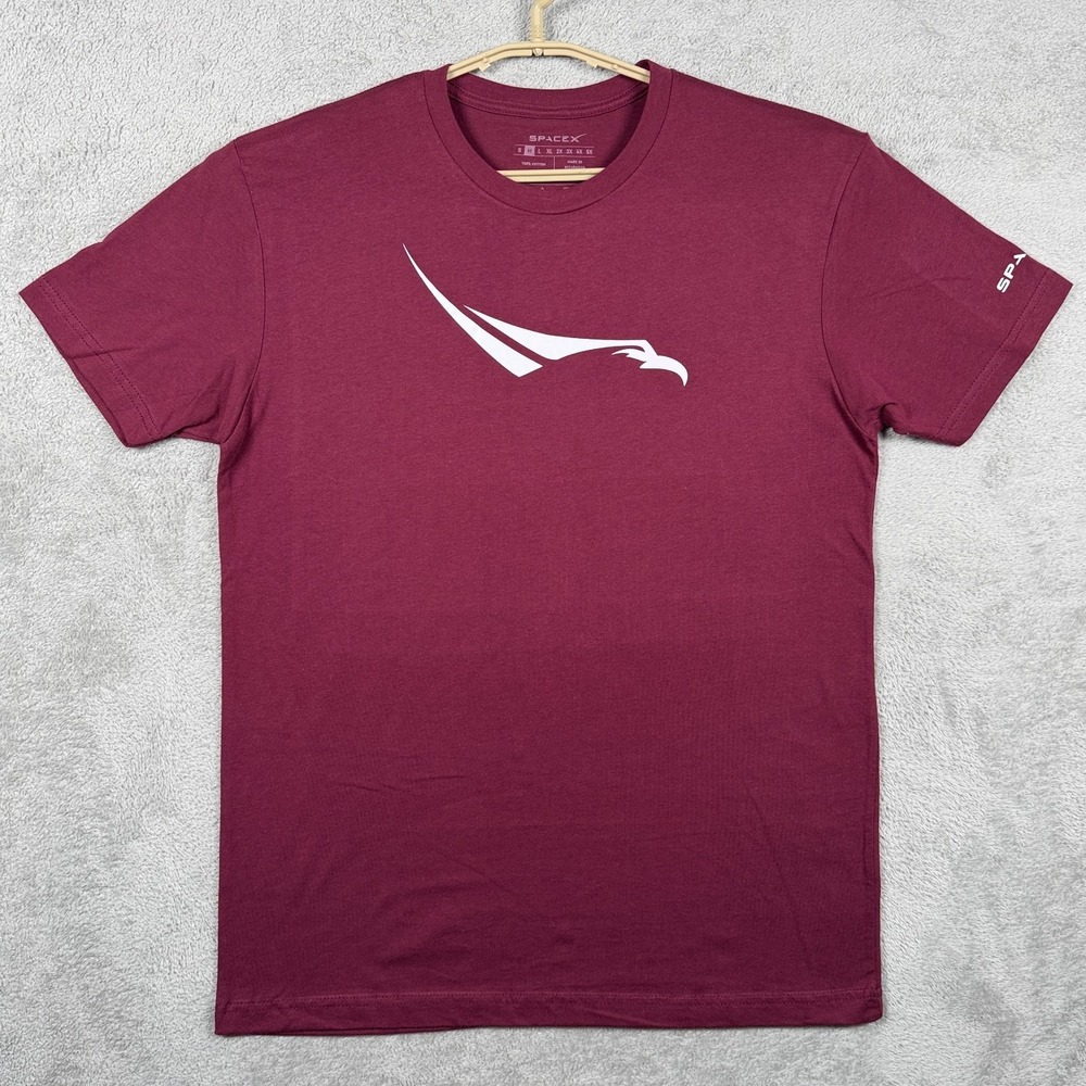 SpaceX Shirt Mens Medium Red F9 Rocket Crew Neck Cotton Short Sleeve Tee Space X